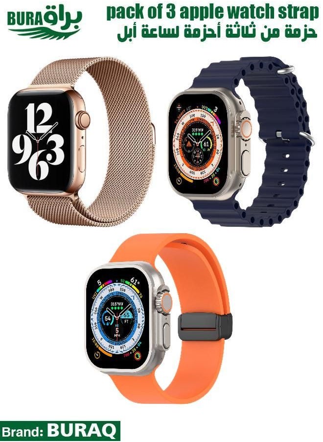 BURAQ - Apple Watch Band Strap For Apple Watch Ultra 2/Ultra 49mm, Series 10 46mm, 9/8/7 45mm, SE2/SE/6/5/4 44mm, 3/2/1 42mm - Image 1