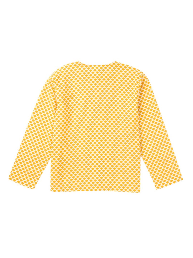Cub McPaws Boys Cotton Kurta - Yellow Geometric Pattern, Full Sleeve, Regular Fit, 4-12 Years - Image 3