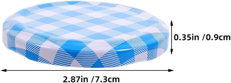 HANABASS Checked Plaid Tinplate Leakproof Jar Covers 63mm Regular Mouth Sealing Jelly Jar Lids for Home Canning and Food Preservation, 50pcs - Image 2