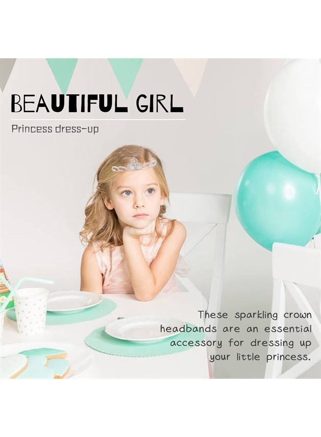 Cinaci 5 Pack Sparkly Glitter Rhinestone Silver Metal Headbands Wedding Hair Crowns Tiaras Clasps Accessories for Kids Girls Women Brides (5 Pack S2) - Image 3