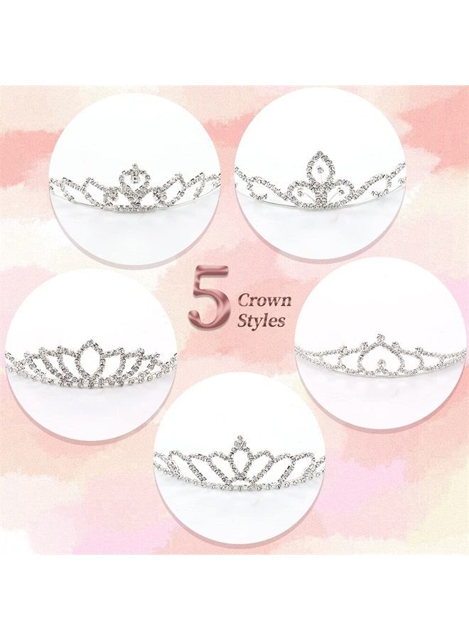 Cinaci 5 Pack Sparkly Glitter Rhinestone Silver Metal Headbands Wedding Hair Crowns Tiaras Clasps Accessories for Kids Girls Women Brides (5 Pack S2) - Image 4