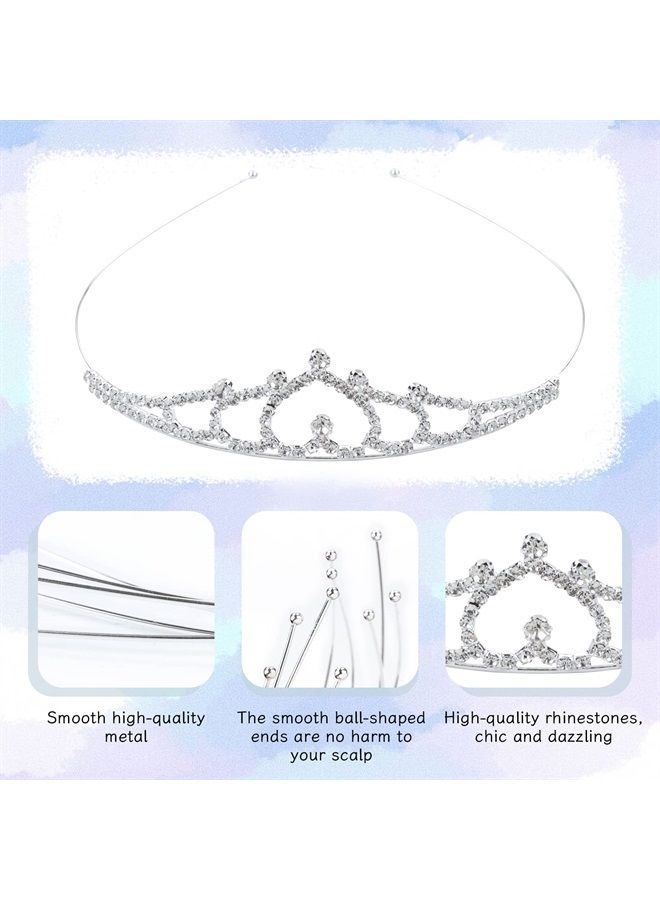 Cinaci 5 Pack Sparkly Glitter Rhinestone Silver Metal Headbands Wedding Hair Crowns Tiaras Clasps Accessories for Kids Girls Women Brides (5 Pack S2) - Image 5