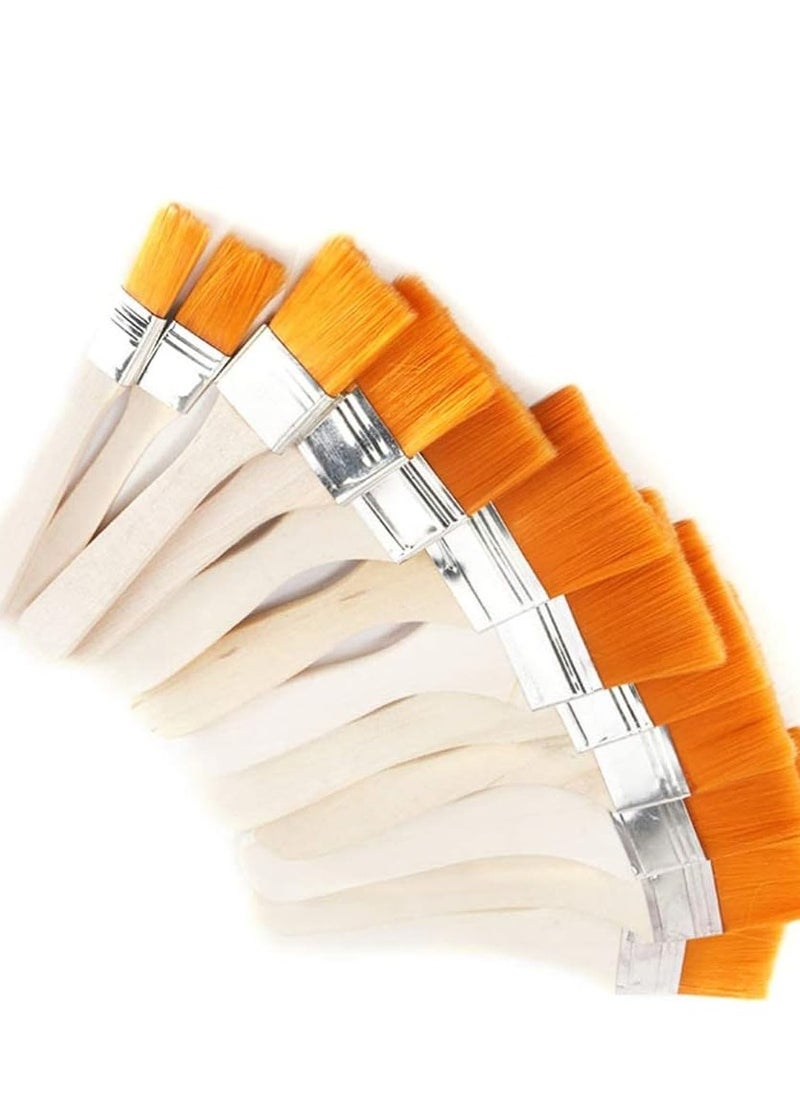 SYOSI Oil Painting Brush 12pcs Set Flat Nylon Hair Wooden Penholder Barbecue Paint Art Supplies Watercolor Varnish Supply Tools  - Image 1