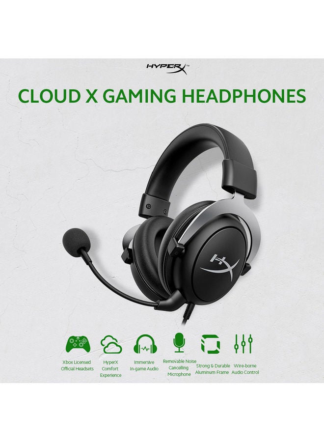 HyperX HHSC2-CG-SL/G CloudX Wired Noise Cancelling Gaming Headset with Detachable Microphone - Black - Image 3