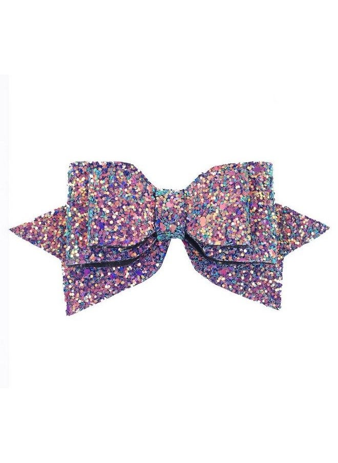 Yeaplike 5 Inch Glitter Hair Bows Boutique Hair Clips 6 Pcs Multi Color Glitter Sequins Big Hair Bows For Baby Girls Teens Toddlers  - Image 5