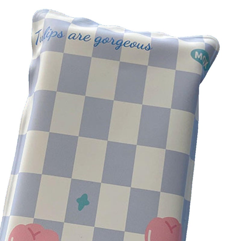Reusable Cooling Pad Mat For Bed Pillow Hot Flashes Relief Blue Plaid Tulips - Image 2