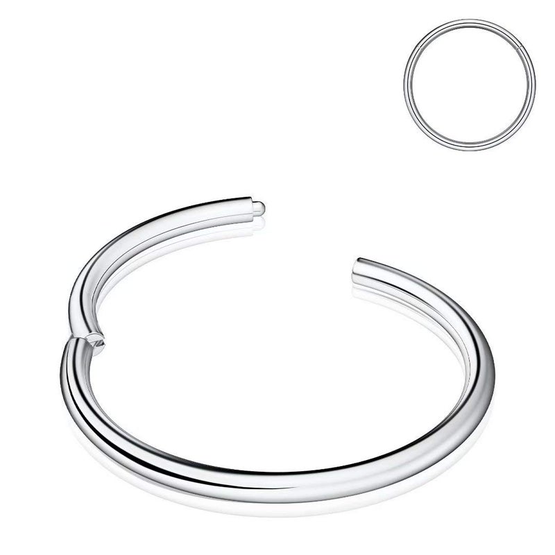 M MOOHAM 20g Silver Nose Ring, Hypoallergenic Surgical Steel Hinged Small Nose Ring, 20 Gauge 9mm Septum Ring for Women, Piercing Jewelry for Cartilage Hoop, Tragus, Lip, Conch - Image 1