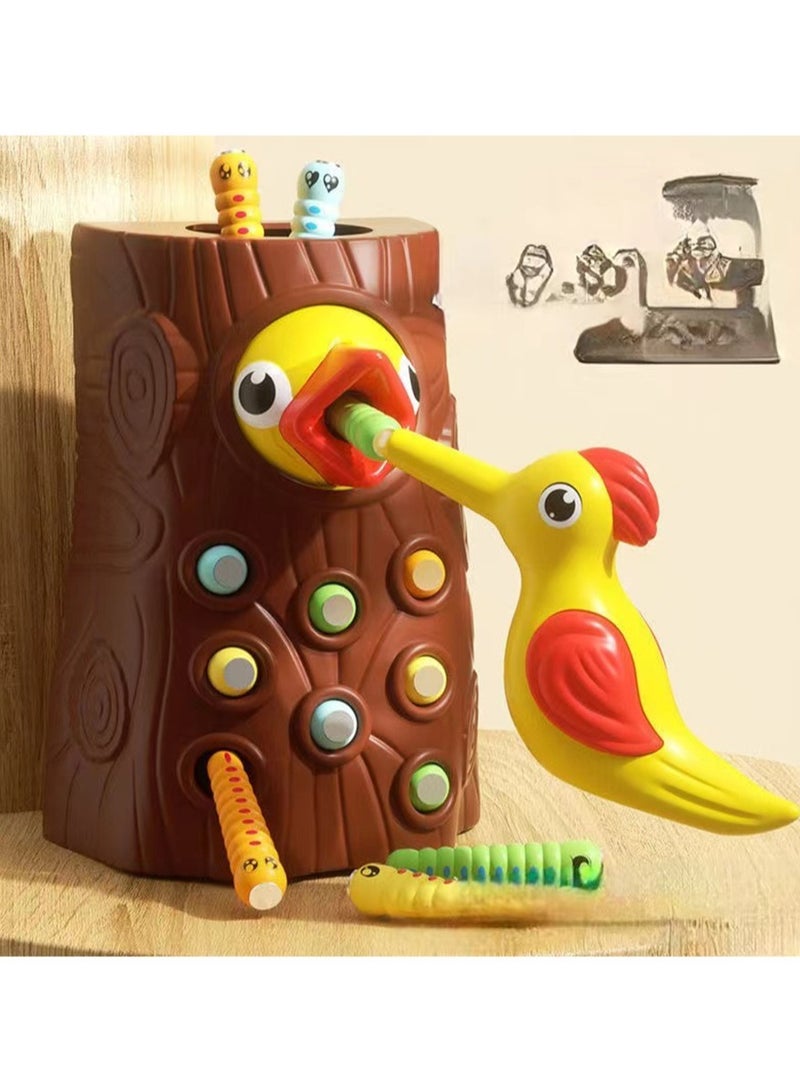 AROAQ Toddler Toy Game Set, Bird Catch And Feed Game, Safe And Durable Montessori Educational Toys, Portable Magnetic Bird Caterpillars Toy Set For Baby Boy Girl, (Blue Set B)  - Image 5
