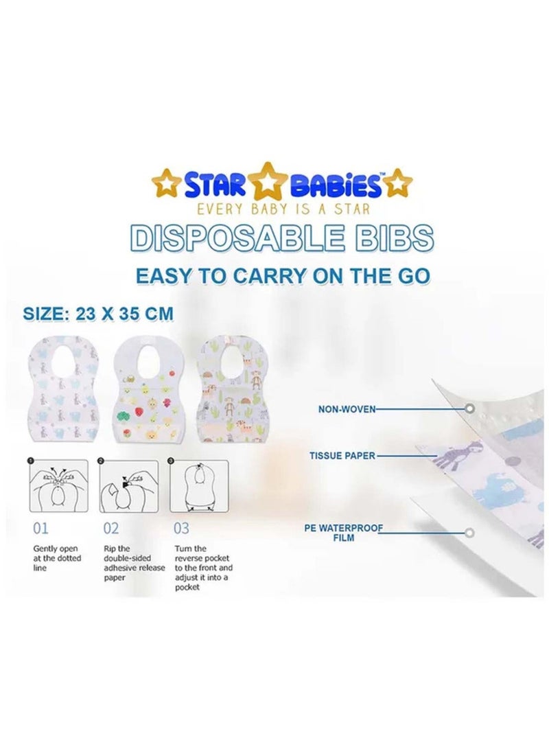 STAR BABiES Combo Pack - Disposable Changing Mat 34 X 60Cm 5Pcs, Scented Bag 6Pcs 90Bags, Disposable Bibs 10Pcs - White  - Image 4