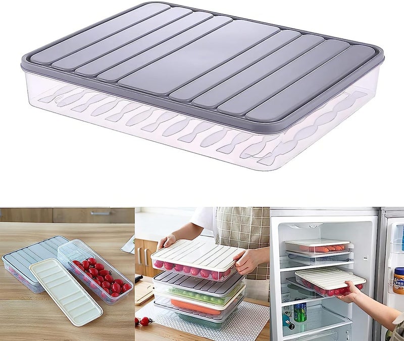 VEWIKZY Fridge Storage Containers with Lid Fridge Storage Boxes Keeps Dry Fruits Vegetables Meat Fish Fresh Longer Fridge Organizer Pack of 3 1 pcs 2500 ML 2 pcs 1200 ML - Image 1