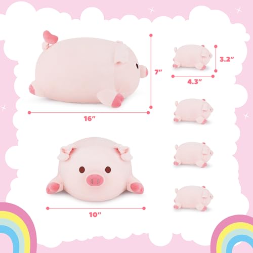 Achwishap 5PCS Pig Family,Pig Stuffed Animal Mommy with 4 Pig Babies Plush,Cute Pig Plush Pillow Cushion Doll,Kawaii Pig Plush Toy Hugging Pillow for Kids Adult(16” Pig Family) - Image 5