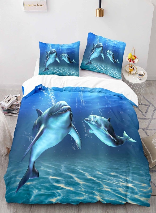 Elnonthy Ocean Bedding Dolphin Theme Duvet Cover – Kids Dolphin Bedding Set with Sea Design - Image 1
