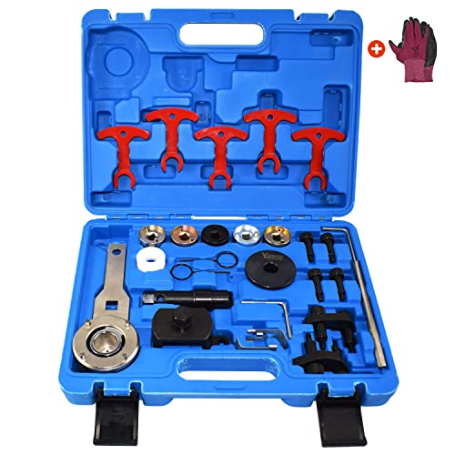 Yuesstloo مجموعة أدوات توقيت المحرك Yuesstloo Camshaft Crankshaft، 28 قطعة متوافقة مع أودي VW VAG 2006-2018 EA888 1.8 2.0 TSI TFSI T40191 T10352 T10368 T40011 T40196 T40267، مع حقيبة حمل وقفازات - Image 1