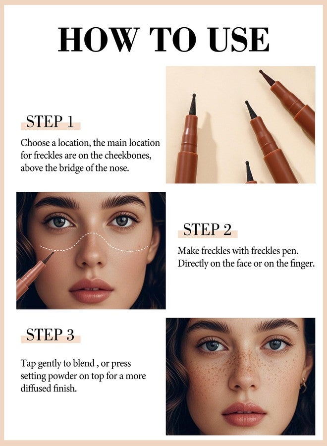 Erinde 2PCS Freckle Pen, Faux Freckle Stamp Waterproof, Fake Face Freckles Stain Makeup, Long Lasting Quick Dry Freckle Maker, Natural Lifelike Soft Dot Freck Pen, B01 Light Brown - Image 5