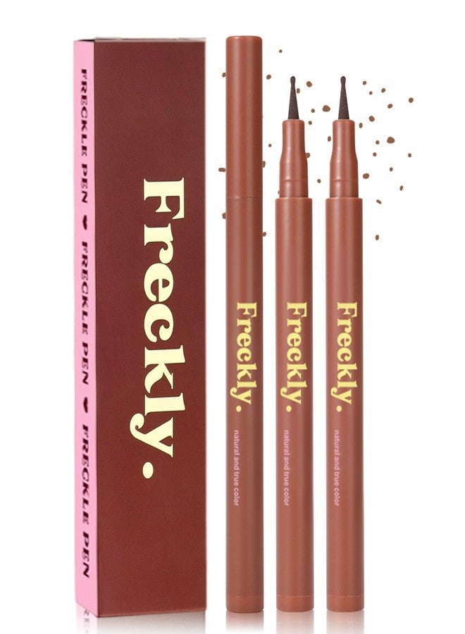 Erinde 2PCS Freckle Pen, Faux Freckle Stamp Waterproof, Fake Face Freckles Stain Makeup, Long Lasting Quick Dry Freckle Maker, Natural Lifelike Soft Dot Freck Pen, B01 Light Brown - Image 1