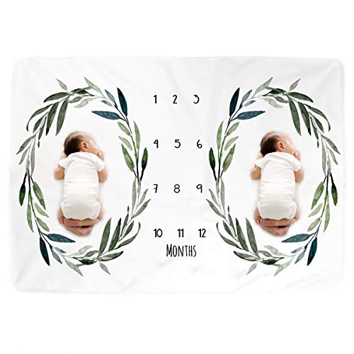 Kute 'n' Koo Premium Fleece Twins Baby Monthly Milestone Baby Blanket for Girl Boy, Large Personalized Photography Background Blankets, Thick Fleece for Mom Newborn - Image 1