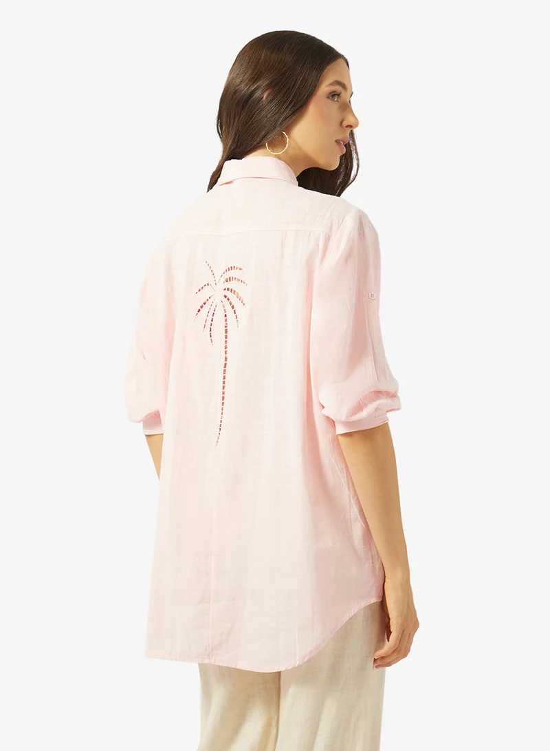 Soleira Beach Shirt With Palm Print