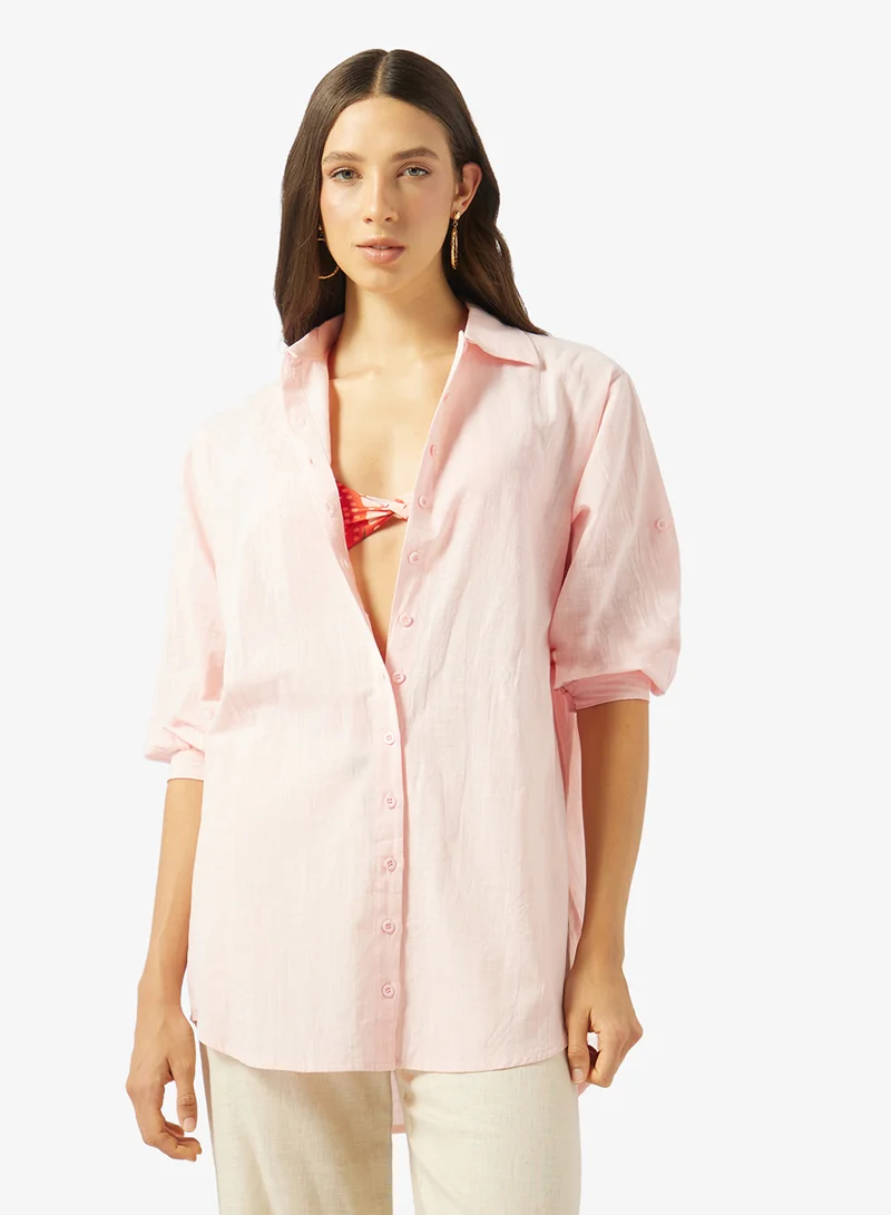 Soleira Beach Shirt With Palm Print
