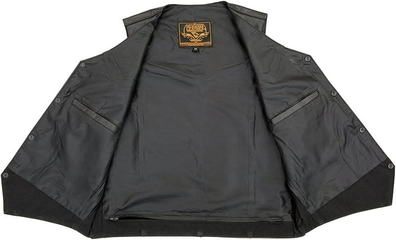 Milwaukee Leather SH1310 Men's Classic Black Leather Vest with Snap Button Closure - Size 58 - Image 4