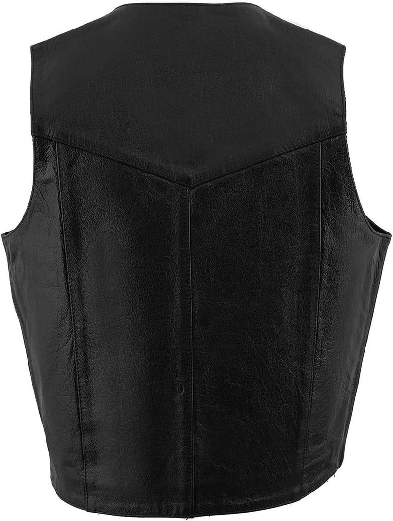 Milwaukee Leather SH1310 Men's Classic Black Leather Vest with Snap Button Closure - Size 58 - Image 2