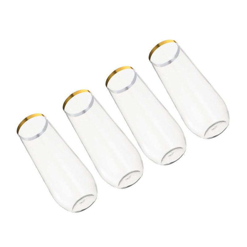 4 Pcs Transparent Plastic Disposable Cups Shatterproof Beverage Glasses For Weddings Banquets And Party Gatherings - Image 2