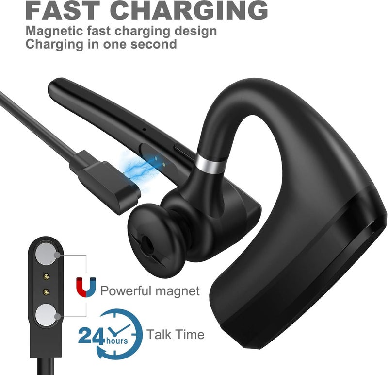 MQQC Bluetooth Headset V5.0, Wireless Bluetooth Earpiece 24Hrs HD Calling,CVC8.0 Dual Mic Noise Cancelling, Hands-Free Bluetooth Earphone for Driving/Business/Office - Image 4