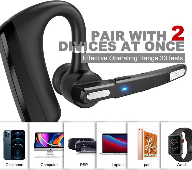 MQQC Bluetooth Headset V5.0, Wireless Bluetooth Earpiece 24Hrs HD Calling,CVC8.0 Dual Mic Noise Cancelling, Hands-Free Bluetooth Earphone for Driving/Business/Office - Image 5