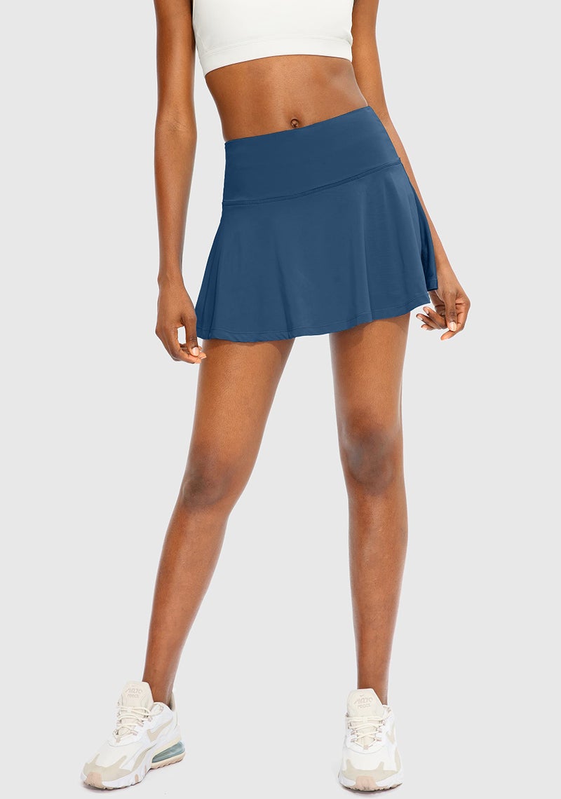 SANTINY Pleated Tennis Skirt for Women with 4 Pockets Women's High Waisted Athletic Golf Skorts Skirts for Running Casual (Dark Blue_S) - Image 5
