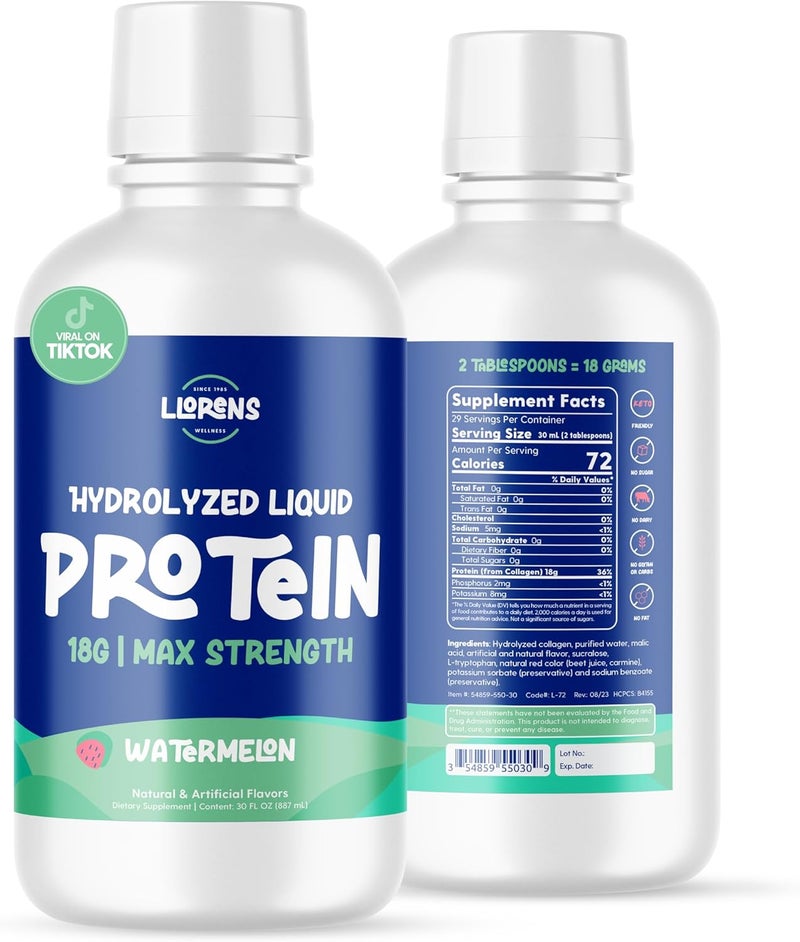 Proteinex بروتين سائل هيدروليز طبي بدرجة قصوى يدعم شفاء الجروح ويوصى به من قبل الأطباء بدون كربوهيدرات صفر سكر مشروب بروتين سائل جاهز للشرب بنكهة البطيخ 30 أونصة سائلة - Image 1