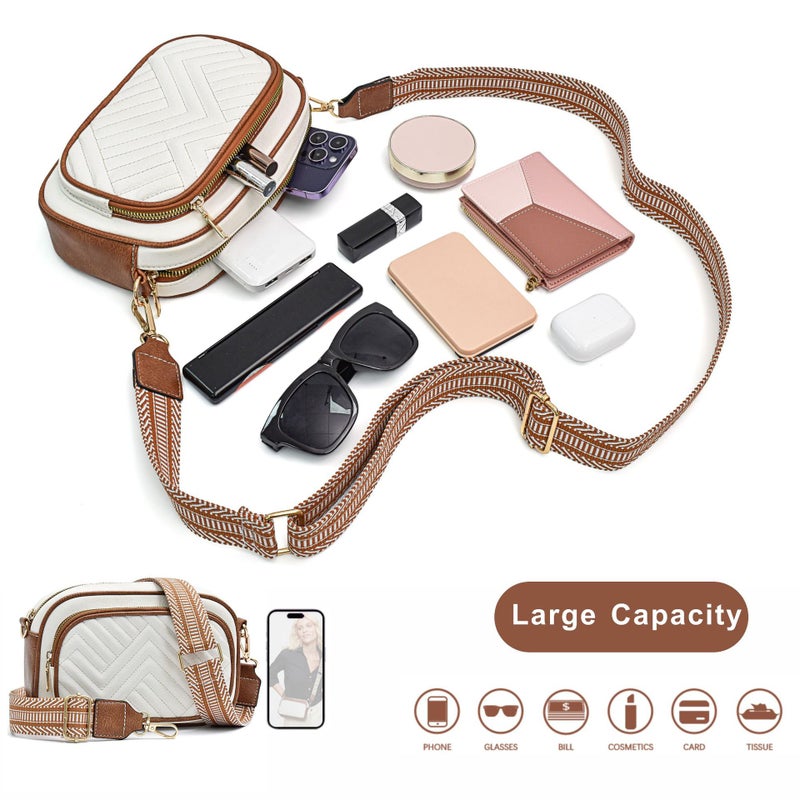 Vintage Color Block Crossbody Bag - Black - Image 4