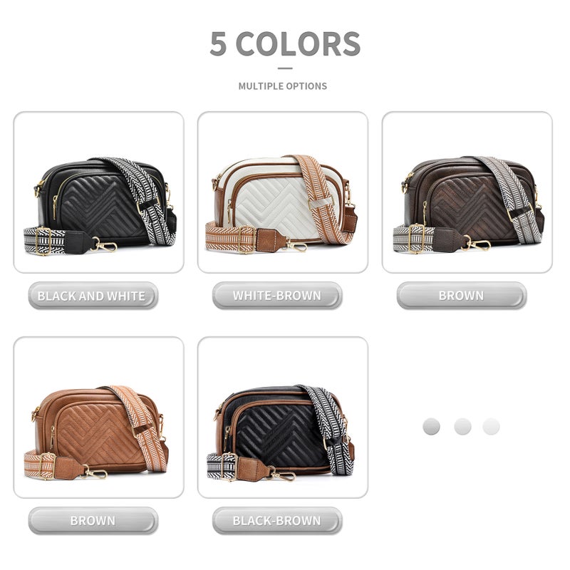 Vintage Color Block Crossbody Bag - Black - Image 5