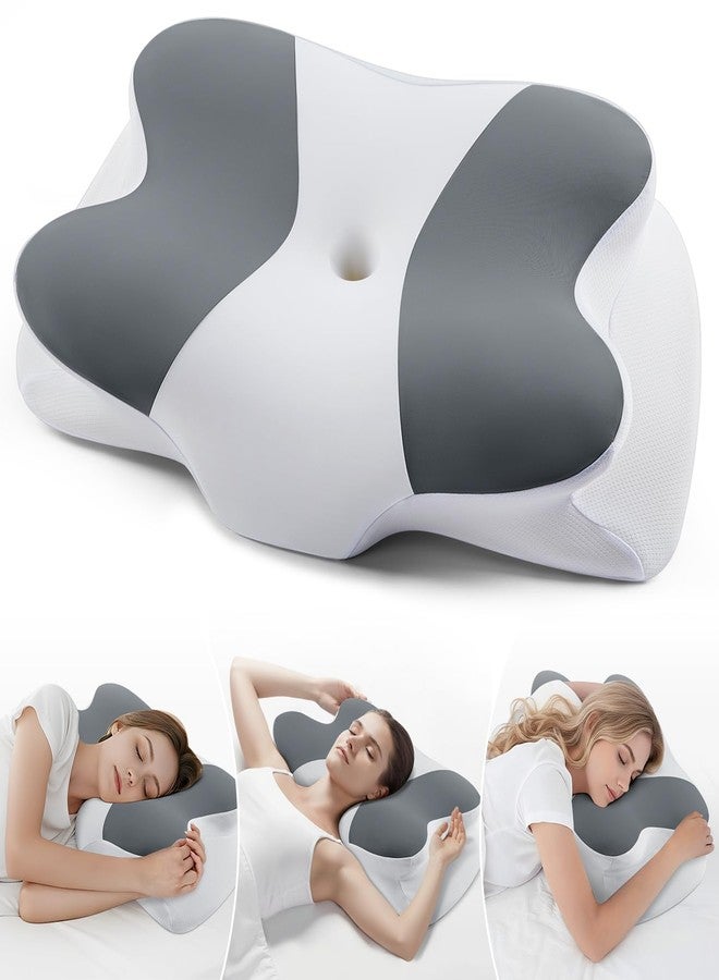 DONAMA Cervical Neck Pillow- Ergonomic Pillows for Pain Relief, Contour Memory Foam Pillow for Side/Back/Stomach Sleepers, CertiPUR-US Certified with Cooling Ice Silk Pillowcase - Image 1