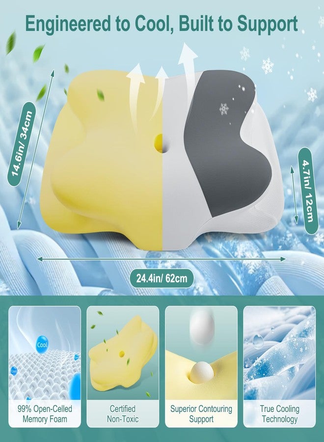 DONAMA Cervical Neck Pillow- Ergonomic Pillows for Pain Relief, Contour Memory Foam Pillow for Side/Back/Stomach Sleepers, CertiPUR-US Certified with Cooling Ice Silk Pillowcase - Image 2