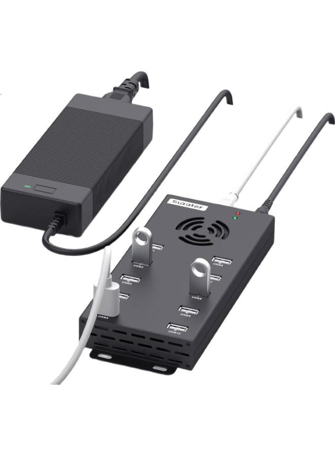 SIPOLAR 10-Port Usb 2.0 Industrial Grade Hub With Splitter A-400 (1.4M) Hub For Phone And Computer Flashing Converter One-To-Many Single Port 2A With Power Adapter - Image 3