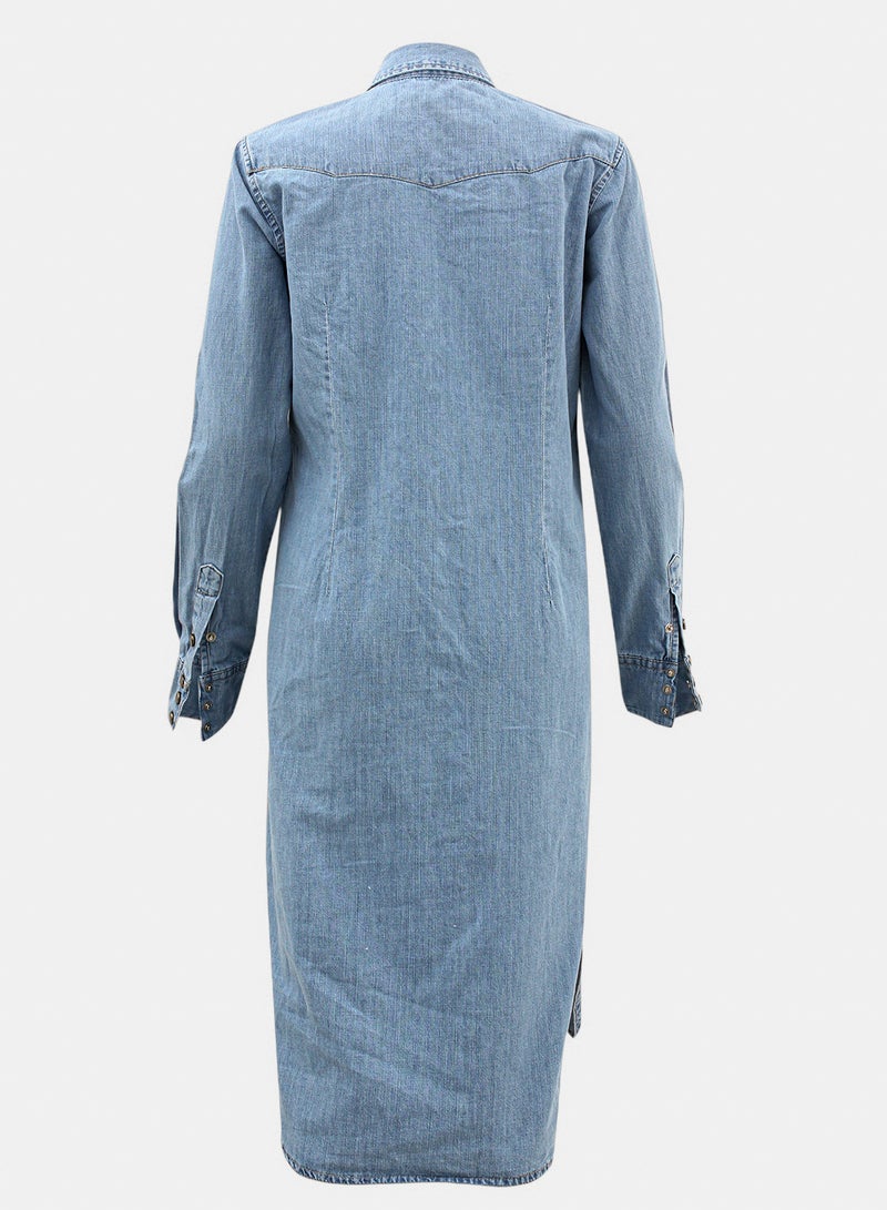 Fazzali Basic Denim Shirt Dress - Image 2