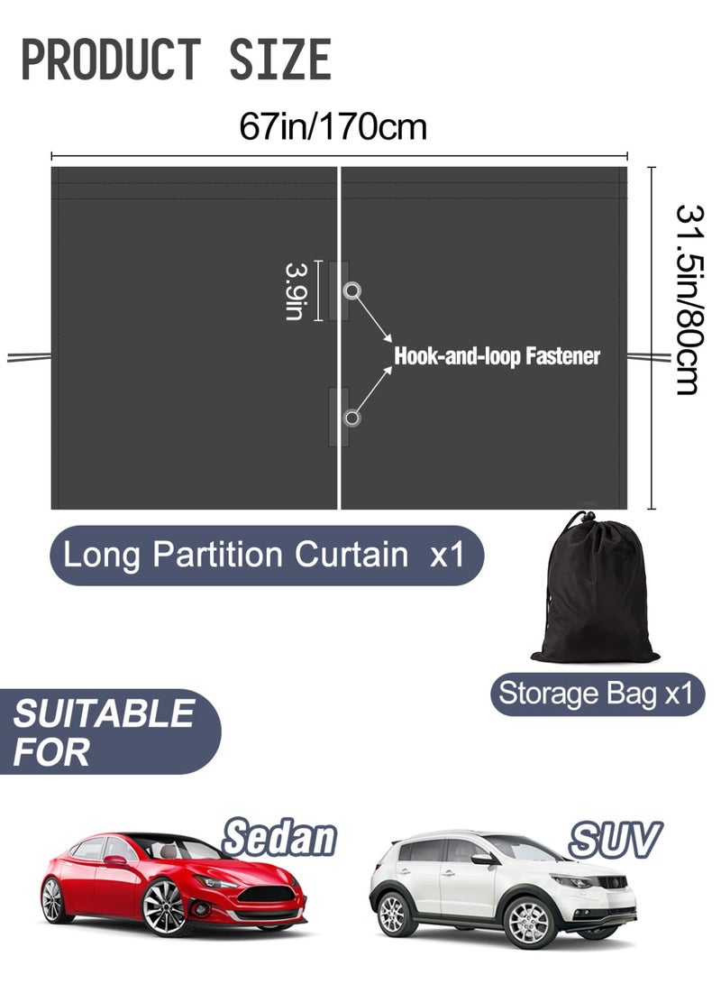 Relex Car Divider Curtain, Wide Car Privacy Blackout Shades with Storage Bag for Baby Nap, Removable Sedan SUV Van Sunshade Covers Screen for Car Camping Sleeping Accessories - Image 5