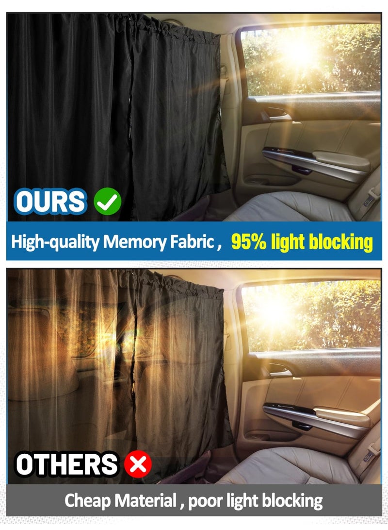 Relex Car Divider Curtain, Wide Car Privacy Blackout Shades with Storage Bag for Baby Nap, Removable Sedan SUV Van Sunshade Covers Screen for Car Camping Sleeping Accessories - Image 2