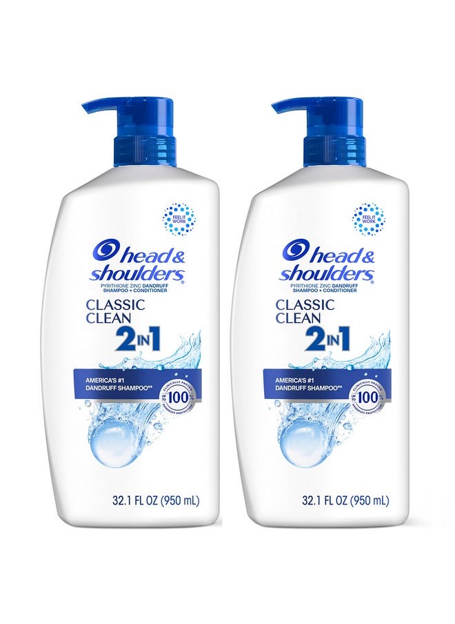 Head & Shoulders Head & Shoulders 2-in-1 Classic Clean Anti-Dandruff Shampoo & Conditioner Twin Pack, Paraben-Free, Color-Safe, Fresh Scent, 32.1 Fl Oz (Set of 2)  - Image 1