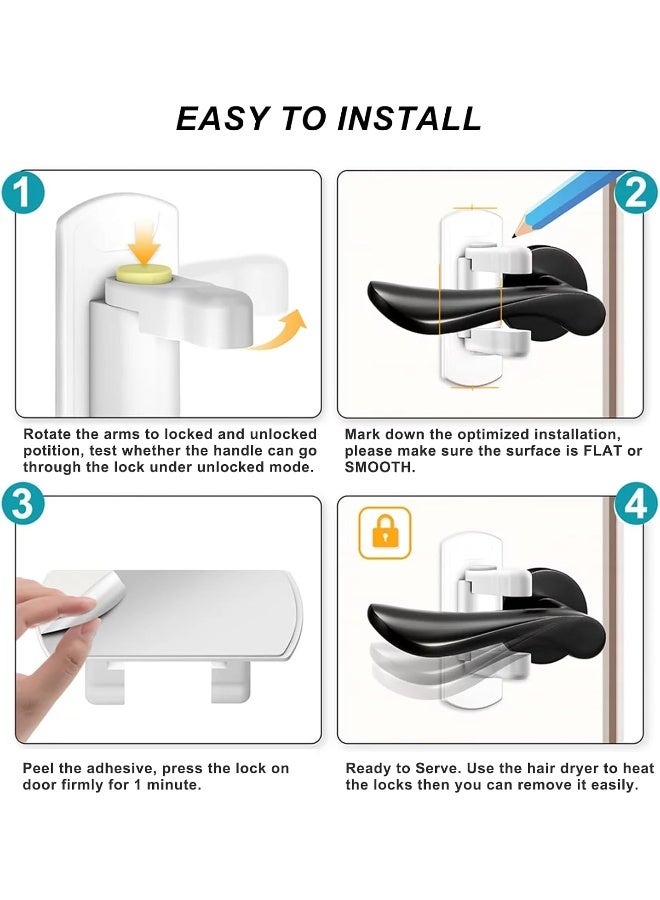 Matenf Childproof Door Lever Lock (2 Pack) Prevents Toddlers Pets From Opening Doors - Image 3