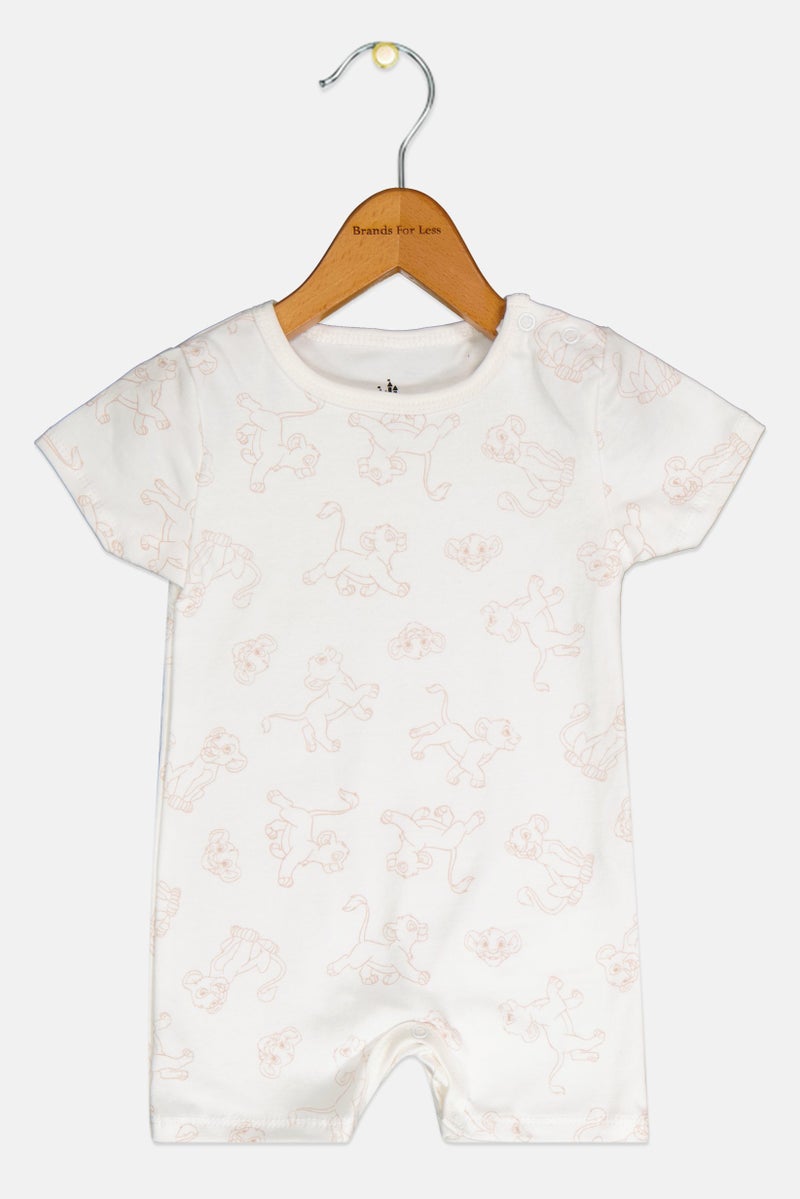 Disney Toddlers Boy Graphic Print Short Sleeve Rompers, White - Image 1