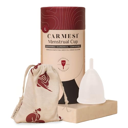 Carmesi Menstrual Cup for Women | Large Size - With Free Pouch | Rash-Free, Itch-Free, Odour-Free | 8-10 Hours of Leaks-Free Comfort | 100% Biocompatible Medical-Grade Silicone Cups - Image 1