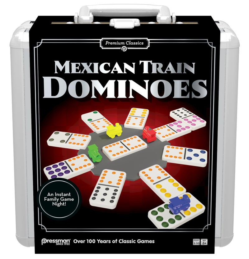 Pressman Premium Classics Mexican Train Dominoes Aluminum Carry Case for Storage and Travel 210 Players Ages 8 - Image 3
