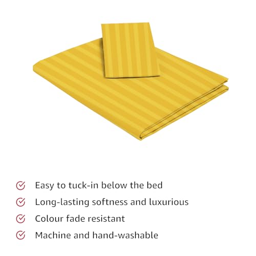 STARNSTYLE 220 Glace Cotton 1 Single Bedsheet with 1 Pillow Cover (90X60 Inch) Yellow - Image 2