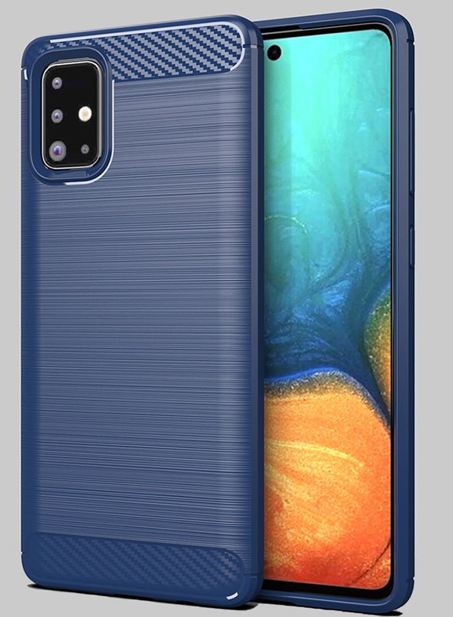 اليشمك غطاء حماية مرن ومضاد للخدش وممتص للصدمات ومصنوع من المطاط والبولي يوريثان الحراري لهاتف سامسونج جالاكسي A71 أزرق - Image 3