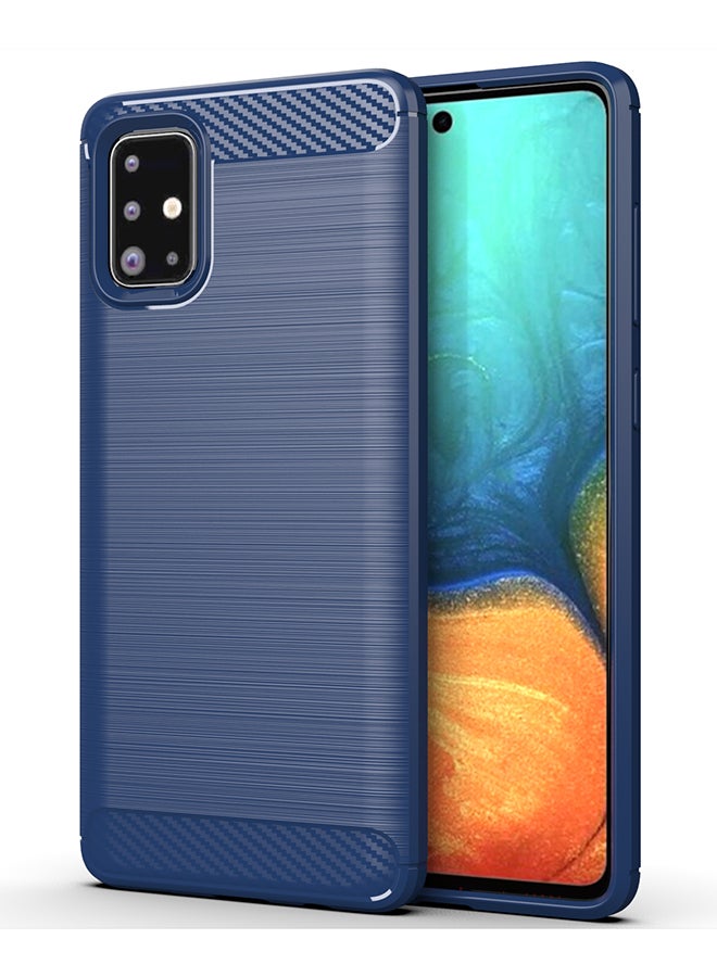 اليشمك غطاء حماية مرن ومضاد للخدش وممتص للصدمات ومصنوع من المطاط والبولي يوريثان الحراري لهاتف سامسونج جالاكسي A71 أزرق - Image 1