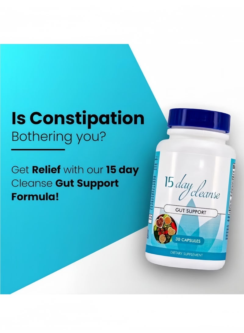 LUCKSTAR 15 Day Cleanse Gut Support Capsules | 30 Count | Intestinal Cleansing & Digestive Health Supplement - Image 3