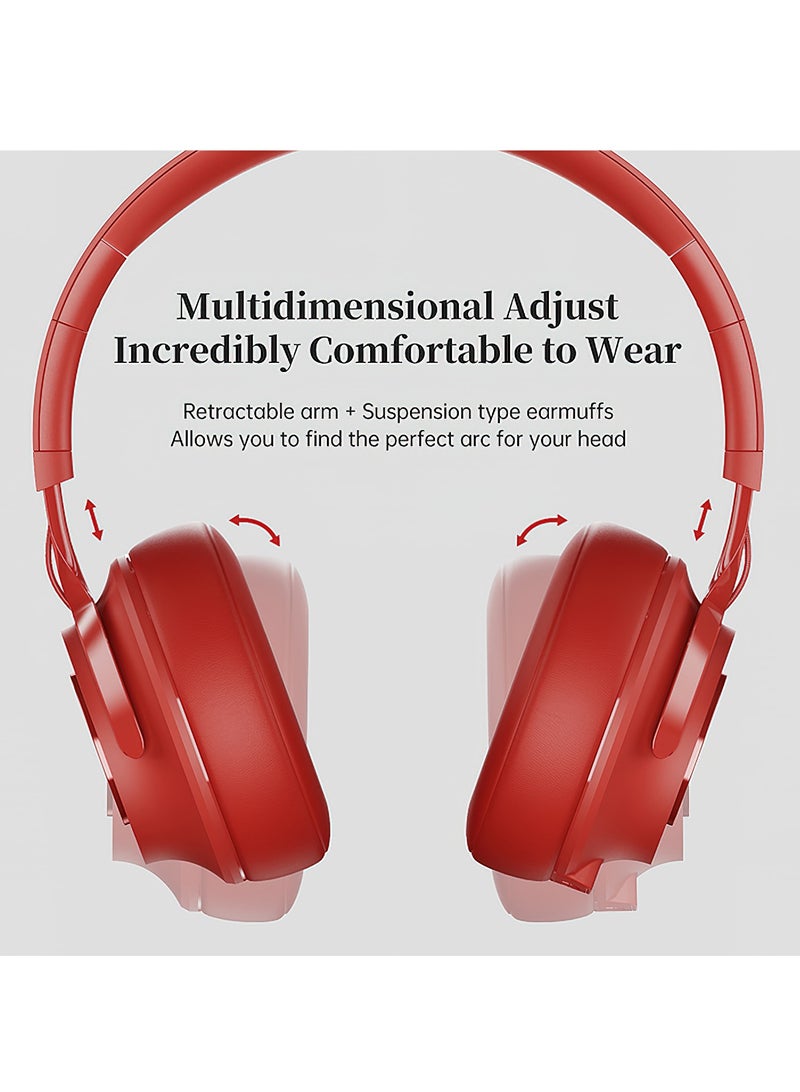 fingertime P1 Heavy Bass Wireless Bluetooth Headset for Sports, for Phone/PC Gaming Earpiece Bluetooth Headphones (Red) - Image 4