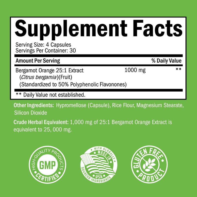 BioSchwartz Citrus Bergamot 1000mg - Citrus Bergamot Supplement for Cholesterol and Heart Health - Ultra Concentrated from Fresh Fruit for Enhanced Absorption - Vegan, Non-GMO, Gluten-Free - 120 Mini Capsules - Image 4