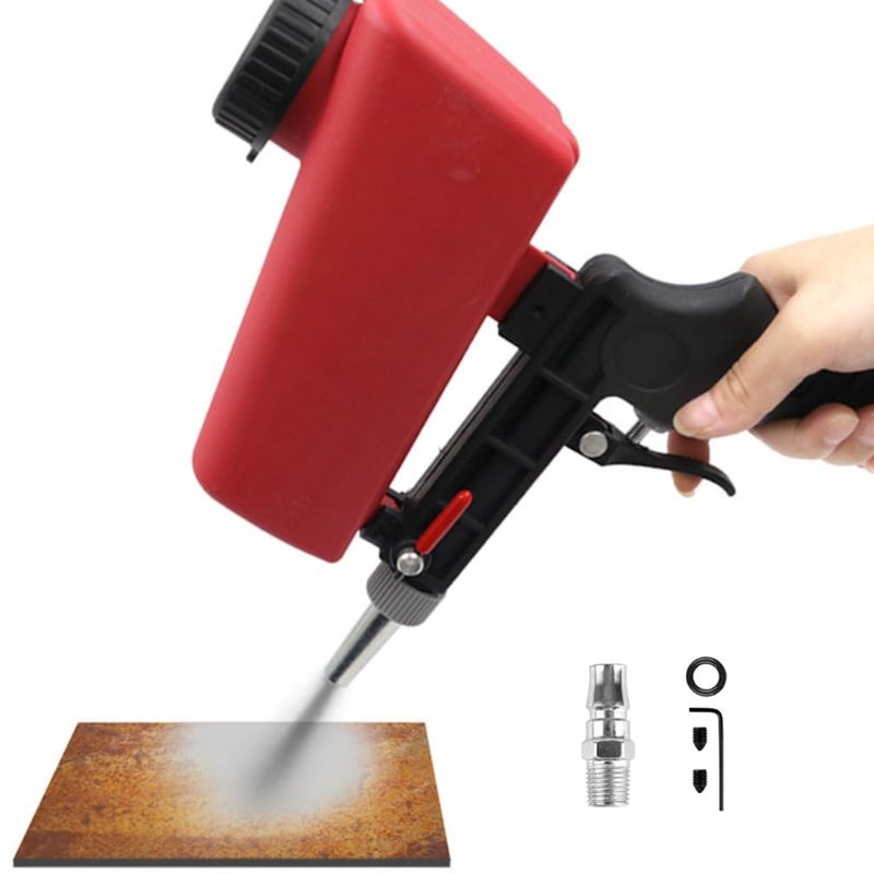 YWHWLX 90psi Gravity Feed Sand Blaster Gun Kit - Hand Held Sand Blasting Spray Gun with 2 Nozzle Tips and Air Regulator Remove Paint, Rust, Stains, and Grime on Surfaces  - Image 2