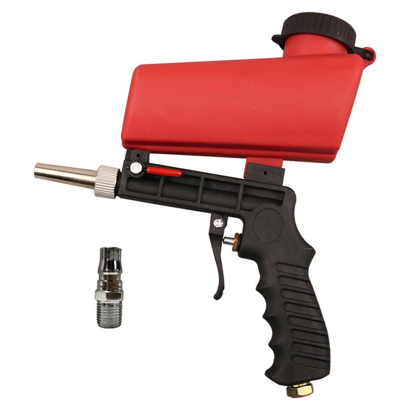 YWHWLX 90psi Gravity Feed Sand Blaster Gun Kit - Hand Held Sand Blasting Spray Gun with 2 Nozzle Tips and Air Regulator Remove Paint, Rust, Stains, and Grime on Surfaces  - Image 1